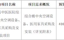 田东县中医医院关于综合楼中央空调设备、医用家具采购及安装项目院内现场推介询价会公告